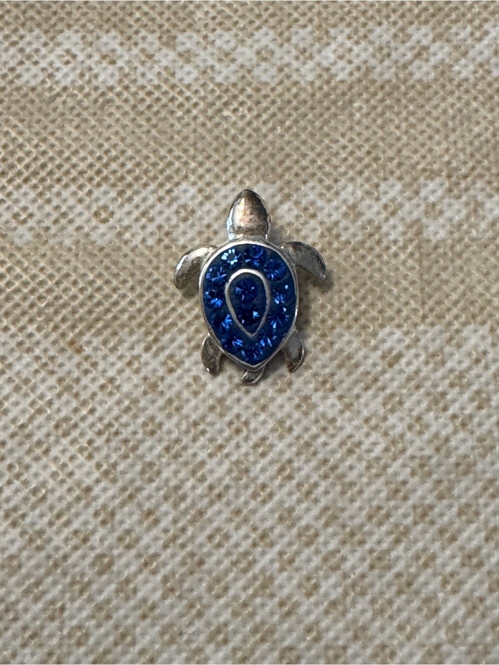 Blue Crystal Turtle Charm Pendant